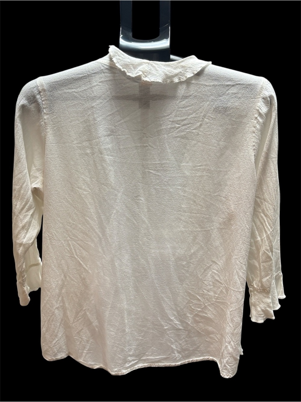 April Cornell Lightweight Soft Off-White Ruffle Cardigan, L - Picture 4 of 4